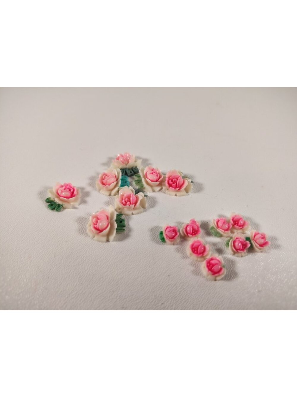 Flat back Charms Japan 1950's rose hand painted Vintage Authentic Celluloid